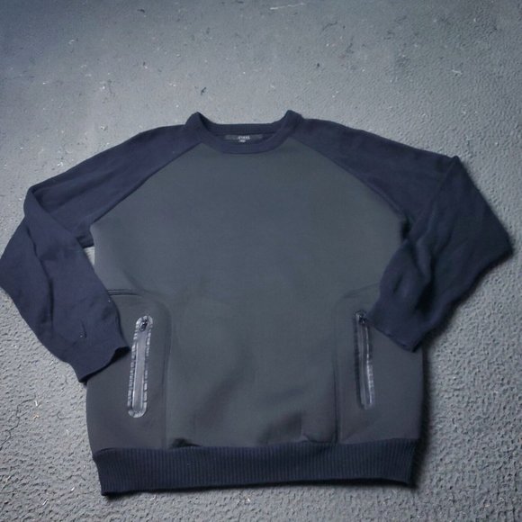 GUESS Sweater Mens L Large Black Pullover Zip Pocket  Los Angeles Crewneck - Picture 1 of 10